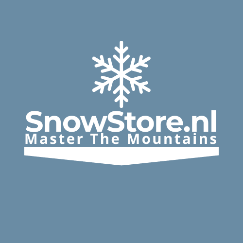 SnowStore.nl logo met sneeuwvlok – specialist in ski- en snowboardonderhoud, wax-, slijp- en onderhoudsproducten. Slogan: Master the Mountains.